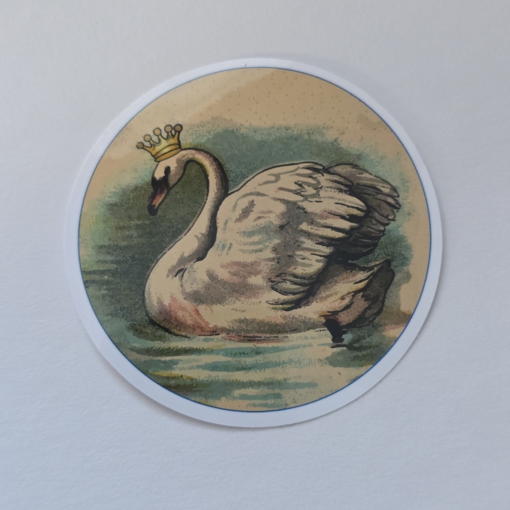 10/$10 Vintage Swan Sticker with Crown